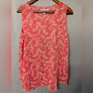 Beautiful Coral Floral Sleeveless Top Size M